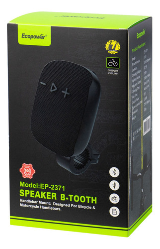 Parlante Ecopower Modelo Desconhecido portátil con bluetooth waterproof negro