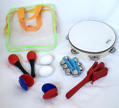 Set Percusión Infantil Parquer Tz6h Maracas Pandeiro