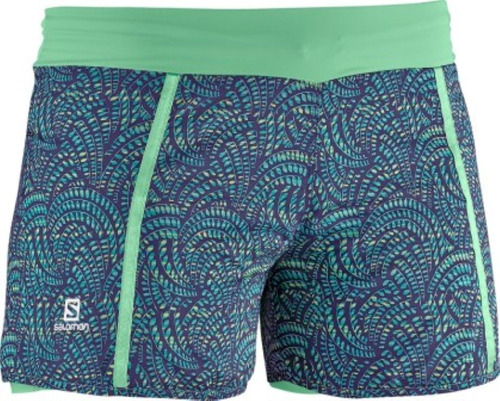 Short  Femenino Salomon -  Park 2in1 Short W Verde/celeste