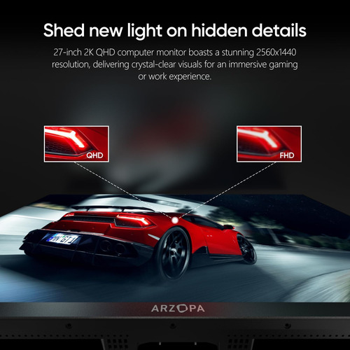 Arzopa 27 180hz Gaming Monitor -2k Qhd 2560x1440 Fast Ips Co
