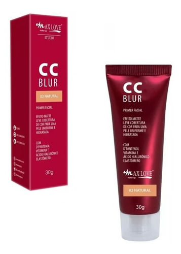 3 Unid. Primer Facial Cc Blur Cor 02 Natural Max Love Tom do primer Bege