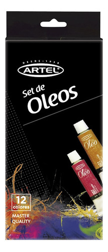 Set 12 Pintura Al Óleo 12ml Artel Color Negro