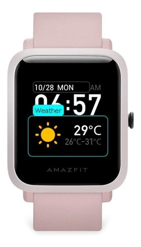 Smartwatch Amazfit Basic Bip U Sport 1.43" caja 143mm de  policarbonato  pink, malla  pink de  goma de silicona y bisel de  plástico A2017
