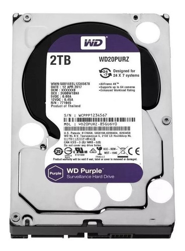 Disco Duro Interno Western Digital Wd Purple  2tb 