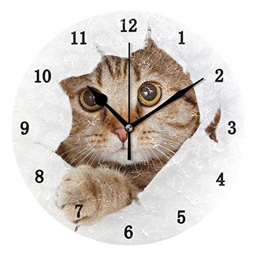 Lindo Reloj De Pared De Gato Animal, Silencioso, Sin Ti...