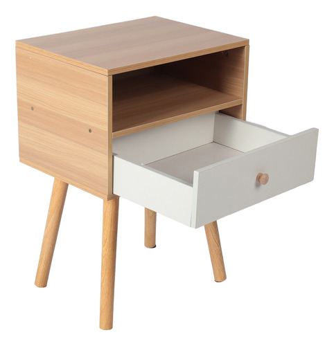 Mesita De Noche De Madera Minimalista Moderna De Doble Capa