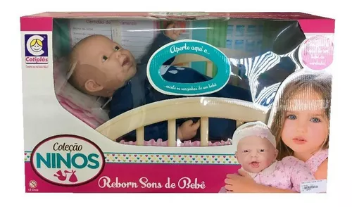 Boneca Coleção Ninos Bebê Reborn Com Dentes E Sons Cotiplas