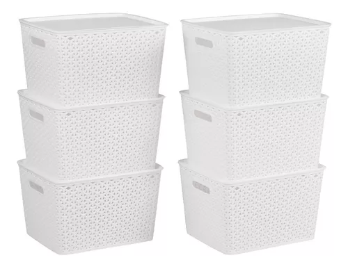 Set 6 Cajas Organizadoras Rattan Plástico Con Tapa Begônia