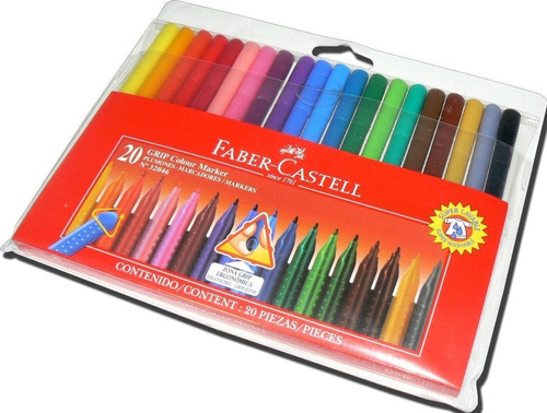 Marcadores Faber Castell X20 Colores Con Grip Para Agarre
