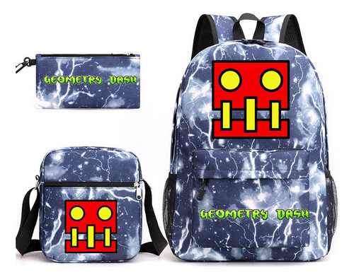 Mochila Escolar Geometry Dash Geometry Sprint De Tres Piezas