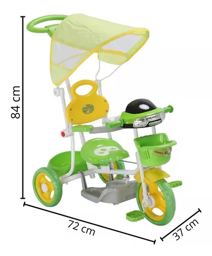 Triciclo Motoca Infantil Passeio com Empurrador Pedal Luz Som Capota  Importway BW-003 Rosa