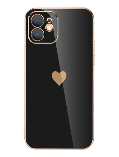 Funda Para iPhone Con Corazon Chapado + Cristal Templado