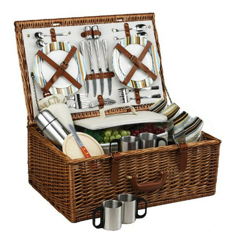 Canasta De Picnic Inglesa Para 4 Personas Con Set De Café - 