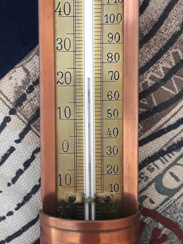 Termometro Antiguo Barco Nautico Cobre Bronce 