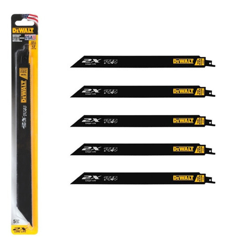 Set 5 Hojas De Sierra Sable Dewalt Dwa41812 - 12 - Bimetal