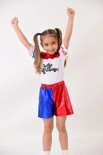 Fantasia Arlequina Infantil Roupa Esquadrão Harley Quinn