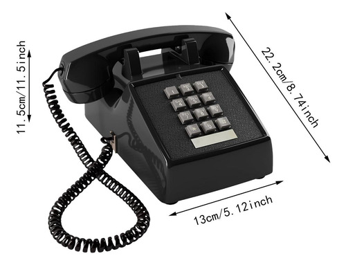 Adorno De Teléfono Con Cable Para Mesa Con Control De Negro