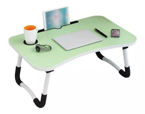 Mesa plegable portátil para Laptop con Ranura, posavasos, ventilador y  linterna