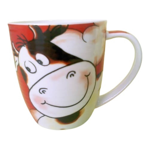 Caneca Vaca Urso E Sol Em Porcelana C/ Lata Porta Treco Novo