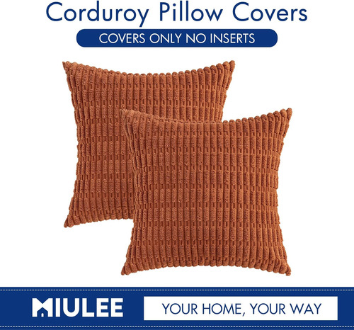 2 Fundas De Almohada Decorativas De Pana De 18 X 18 Pulgadas