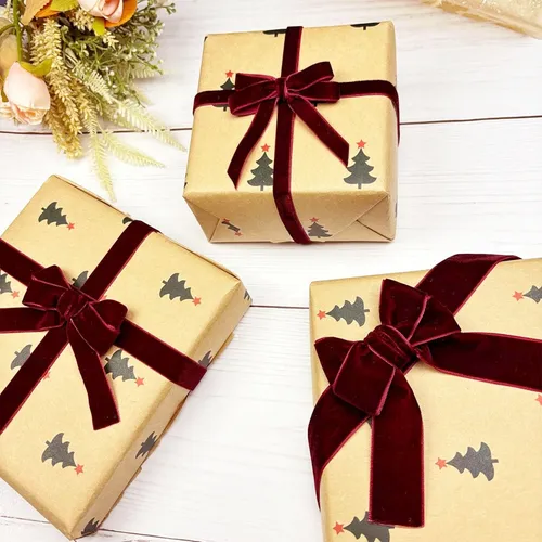 3pcs Cinta De Terciopel Para Adornos De Árbol De Navidad