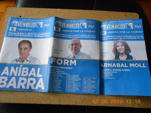 Boleta Electoral - Frente Para La Victoria - Ibarra- 2015   