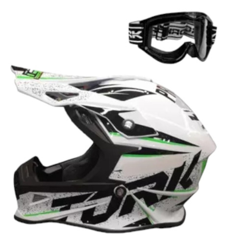 Casco Pro Tork Cross Fast 788 Skull Verde T-m + Antiparra