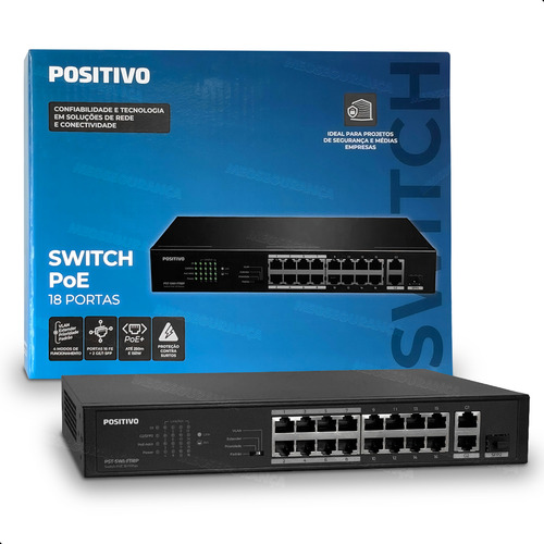 Switch Poe 18 Portas Ativo 2 Uplink 1 Sfp 150w Cftv Positivo