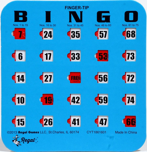 Set De 25 Cartas Para Bingo. Regal Games