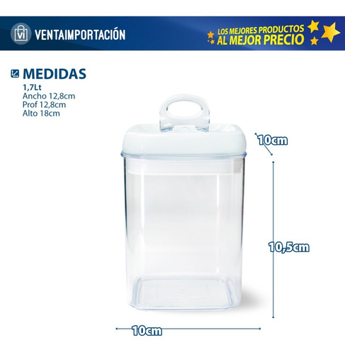 Imagen 4 de 5 de Frasco Hermetico Apilable Tapa Acrílico Organizador Cocina