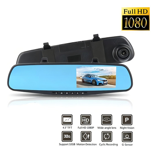 Espejo Retrovisor Pantalla Camara Delantera Trasera Fullhd