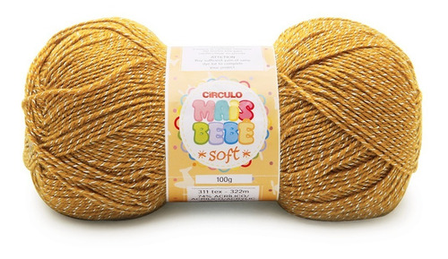 Hilo para bebés Yarn Plus Baby Soft Circle, 100 g, 322 m, Tex 311, color 7030, color mostaza