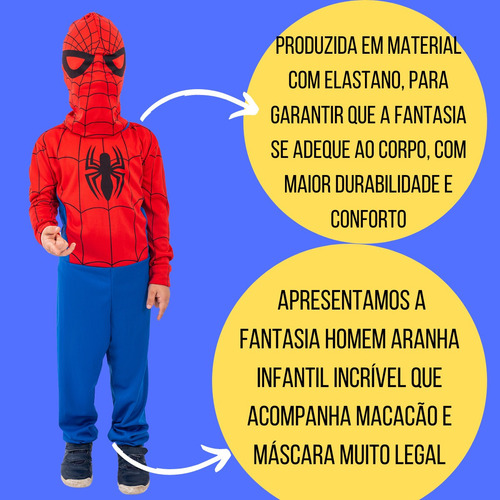 Imagem 5 de 6 de Fantasia Homem Aranha Infantil Festa De Criança Spiderman