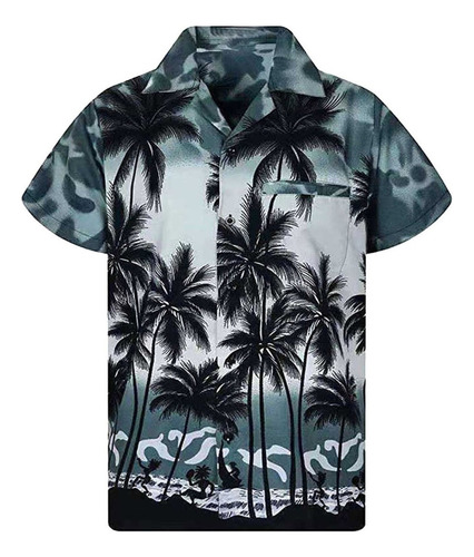 Camisa Hawaiana Hombre Manga Corta Estampado Button