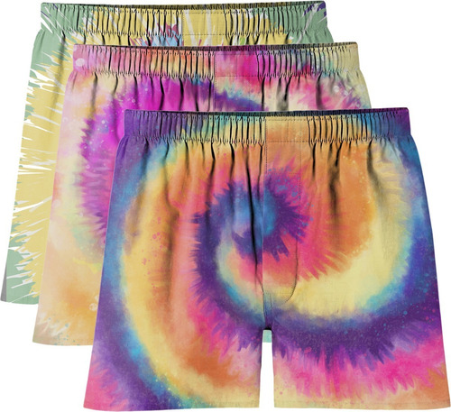 Kit 3 Un Cueca Samba Canção Tie Dye Summer Hippie Colors