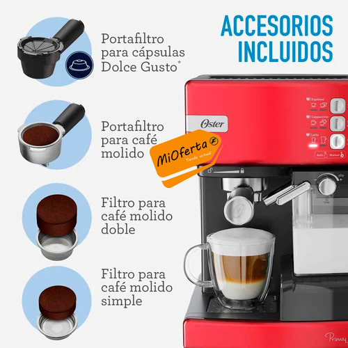 Oster Combo Cafetera Bvstem6603r + Molinillo Bvstbmh23