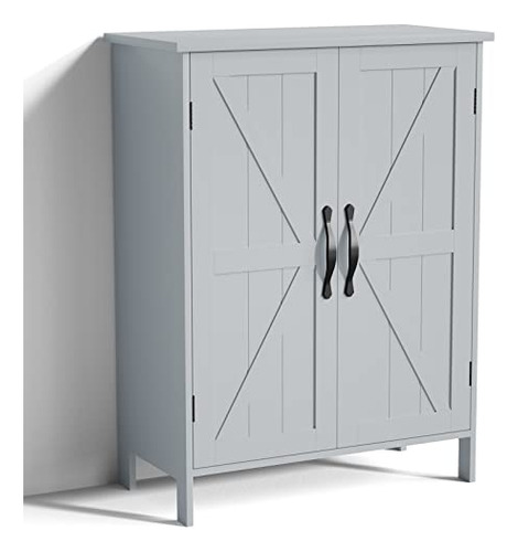 Bathroom Floor Storage Cabinet With 2 Doors & Adjustabl...