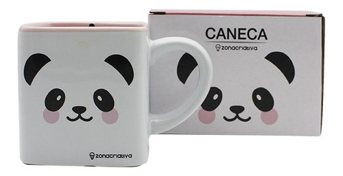 Caneca 3d Cubo Panda Cerâmica Especial 300ml Zona Criativa