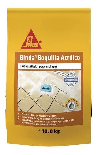 Sika Binda Boquilla Acrílico Mortero Impermeable Blanco 10kg