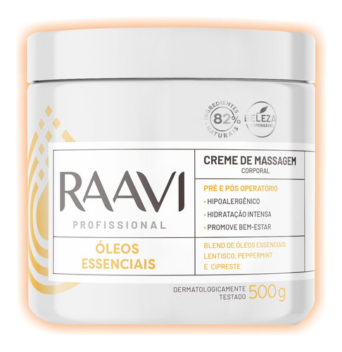 Creme De Massagem Óleos Essenciais Pré E Pós Cirúrgico 500g