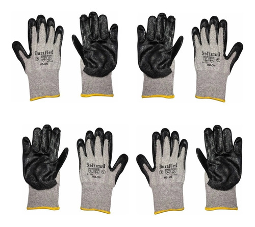 6 Par Guantes Anticorte Hdpe Palma Nitrilo Duraflex Nivel 4