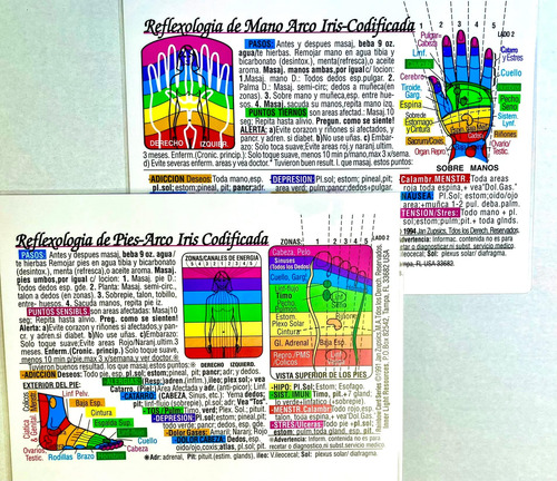 Libro: Set: 2 Charts: Reflexologia De Pies & Manos-arco Iris