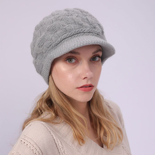 Boina, Gorro Con Visera, Tejido Grueso, Para Mujer, Casual