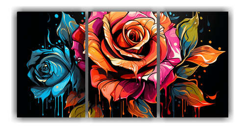 Tres Lienzos Colores Azucenas Arreglos Florales 20x30cm
