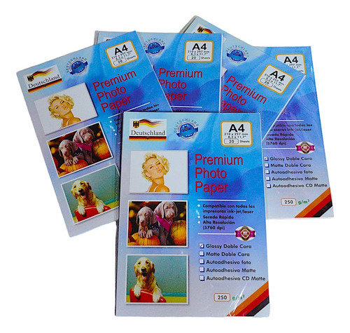 100 Hjs Papel Foto A4 Inkjet Glossy 260gsm Ideal Tarjetas