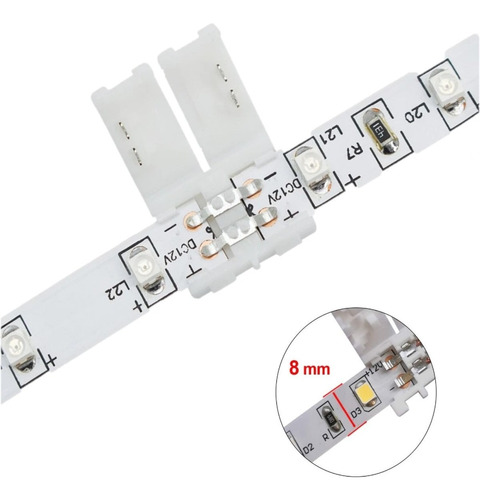 Conector Recto Tira Led 2835 3014 8mm 2p Iluminacion