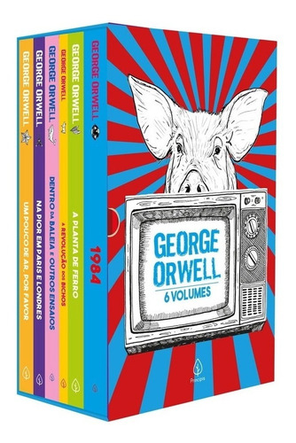 Box 6 Livros George Orwell Com Pôster E Marcador De Página