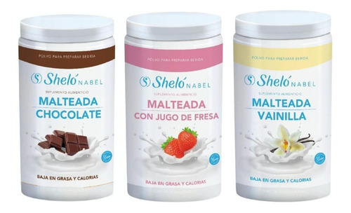 Kit Malteadas Chocolate, Fresa Y Vainilla Shelo 