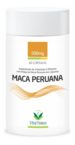 Maca Peruana Original Pura 500mg 60cps Premium* Vital Natus