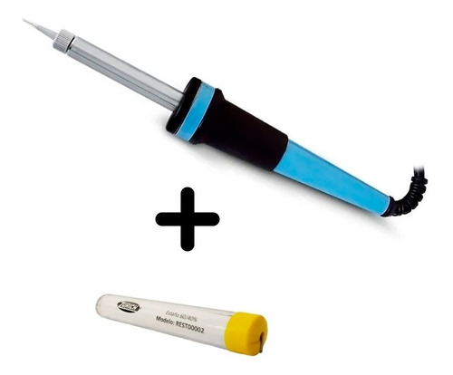 Imagen 1 de 3 de Soldador De Estaño 30w Punta Cerámica + Tubo De Estaño 1mm